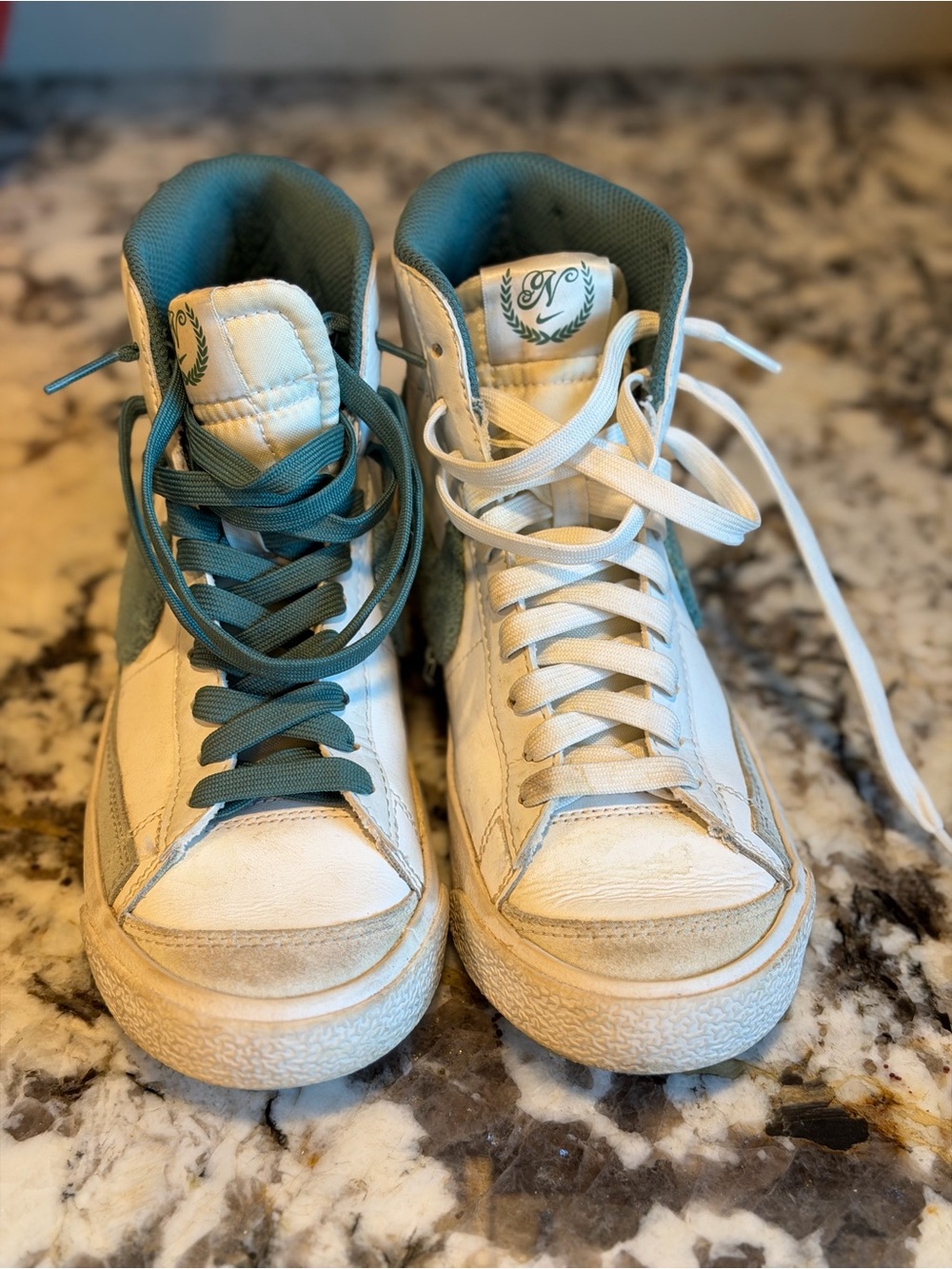 Nike Blazer Mid-Top Kids Sneakers in White and Teal